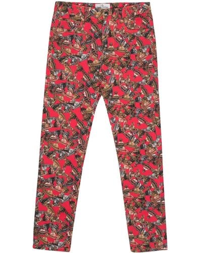 Vivienne Westwood Pantalon à logo Orb imprimé - Rouge