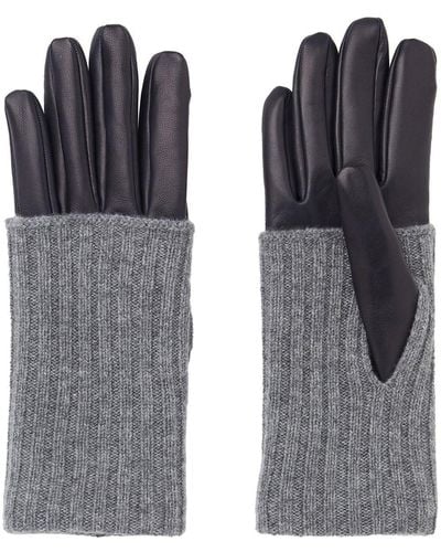 Ferragamo Ribbed-detail Leather Gloves - Black