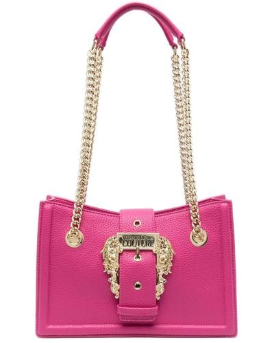 Versace Logo-engraved Buckle Shoulder Bag - Pink