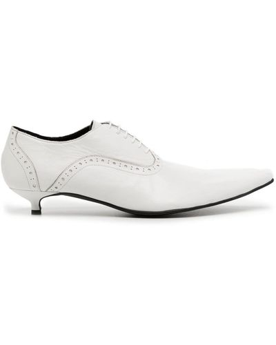 Comme des Garçons Pointed-toe Leather Court Shoes - White