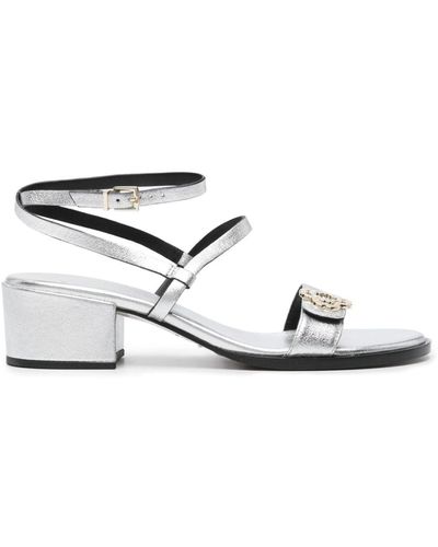 Maje Clover-plaque Metallic Sandals - White