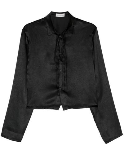 Ludovic de Saint Sernin Cropped Satin Shirt - Black