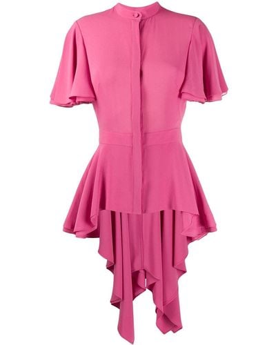 Alexander McQueen Silk Peplum Blouse - Pink