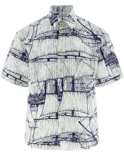 Ferragamo Zijden Overhemd Met Print - Grijs