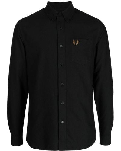 Fred Perry Oxford Logo-embroidered Cotton Shirt - Black