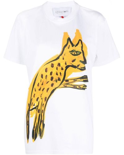 AZ FACTORY Pouncing Cheetah Print T-shirt - White