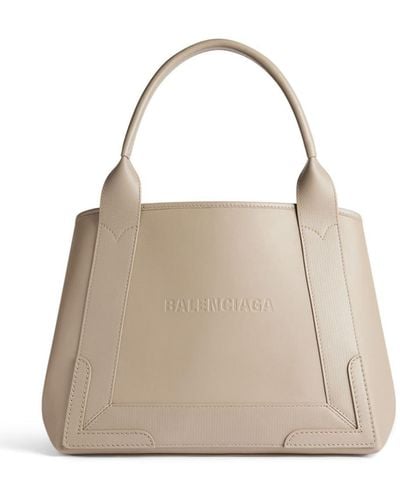 Balenciaga Embossed-logo Leather Tote Bag - Natural