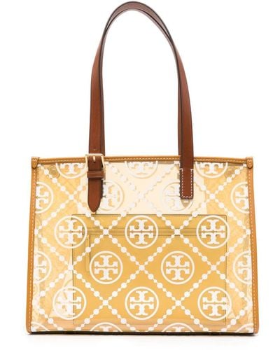 Tory Burch Small Double T-monogram Transparent Tote Bag - Natural
