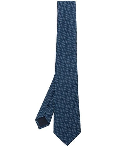 Giorgio Armani Cravate en soie mélangée à motif jacquard - Bleu