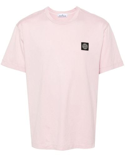 Stone Island T-Shirt aus Baumwolljersey - Pink