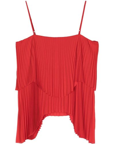 Semicouture Pleated Crepe Blouse - Red