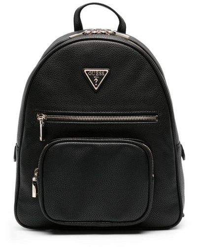 Guess USA Elements Logo-plaque Leather Backpack - Black