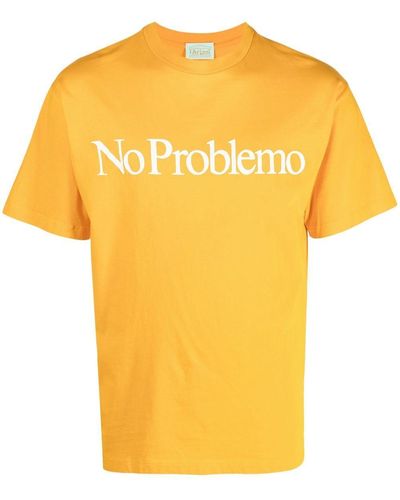 Aries No Problemo Print T-shirt - Yellow