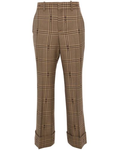 Gucci Horsebit-check Flared Trousers - Natural