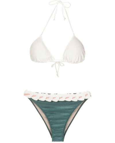 Adriana Degreas Bikini con detalle floral - Blanco