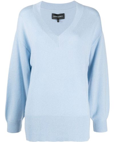 Cynthia Rowley Ribbed-trim V-neck Sweater - Blue