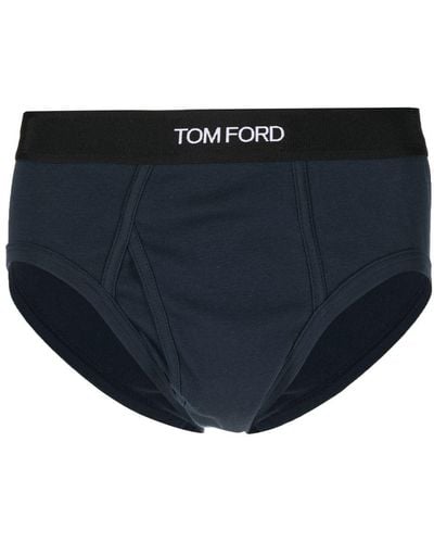 Tom Ford Slip mit Logo-Bund - Blau