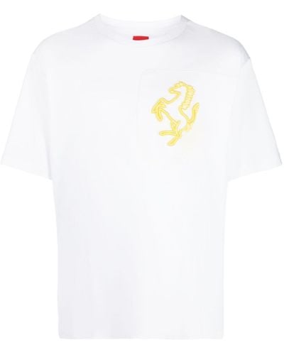 Ferrari Camiseta con logo bordado - Blanco