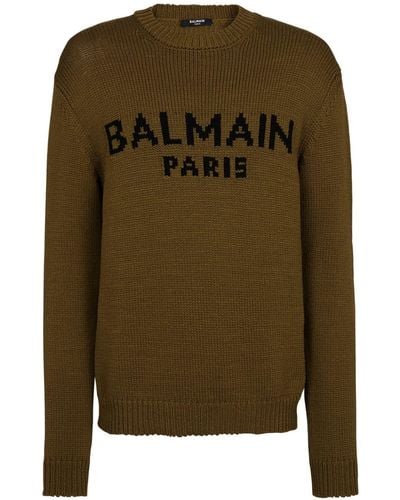 Balmain Paris Intarsia-knit Jumper - Green