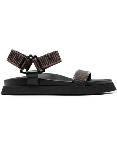 Moschino Logo-jacquard Touch-strap Sandals - Black