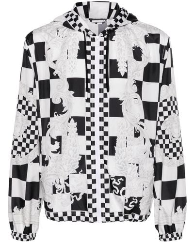 Versace Couture Checkerboard Hooded Jacket - Black