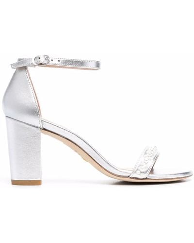 Stuart Weitzman Nearly Nude 80mm Faux-pearl Sandals - Gray