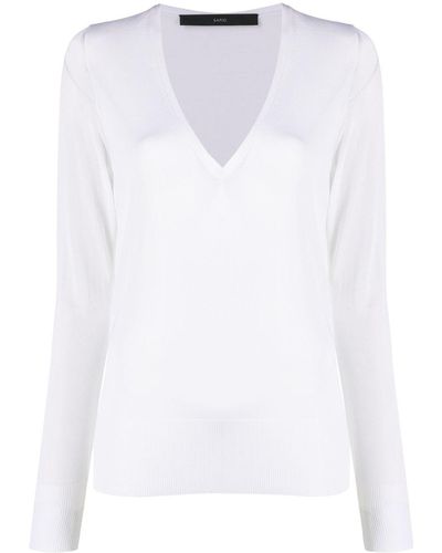 SAPIO Semi-sheer Fine-knit Sweater - White