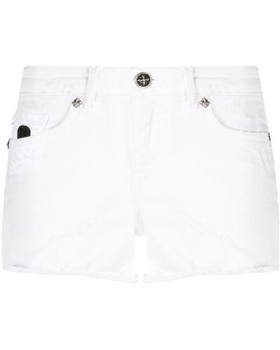 John Richmond Jeans-Shorts mit ungesäumten Kanten - Weiß