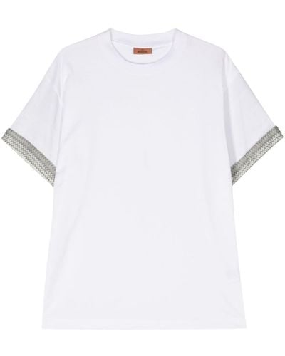 Missoni T-shirt Met Chevron Streep - Wit