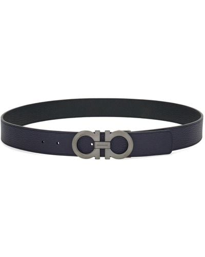 Ferragamo Reversible Gancini Leather Belt - Blue