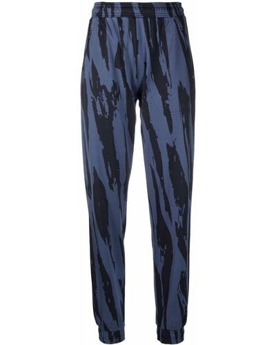 KENZO Zebra-print Straight-leg Trousers - Blue