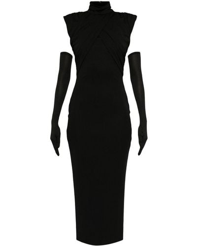 De La Vali Metropolitan High-neck Midi Dress - Black