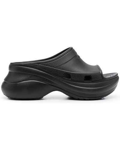Balenciaga X Crocs Perforated Rubber Slides - Black