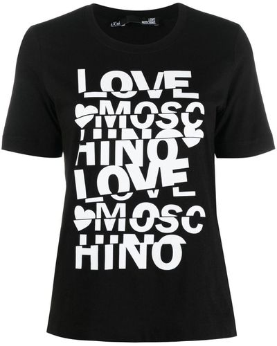 Love Moschino Camiseta con logo estampado - Negro