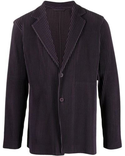 Homme Plissé Issey Miyake Notched-lapels Pleated Blazer - Blue