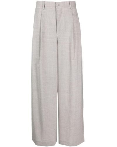 Hed Mayner Elongated Virgin-wool Trousers - Grey