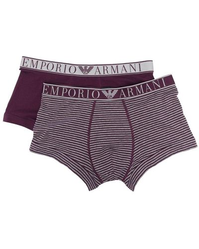 Emporio Armani Logo Waistband Cotton Boxers Set - Purple
