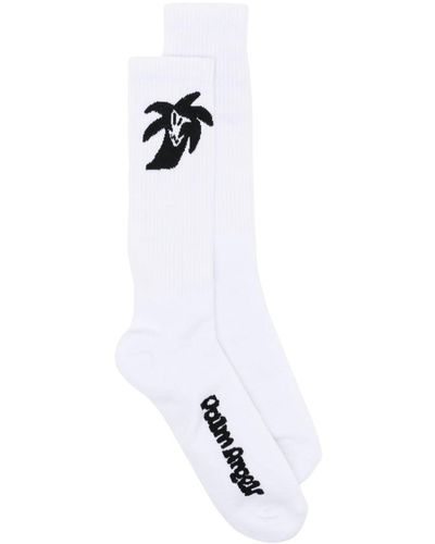 Palm Angels Sokken Met Logo-jacquard - Wit