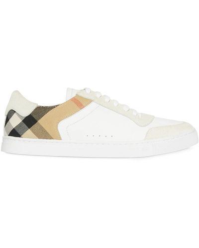 Burberry Zapatillas de piel con paneles - Blanco