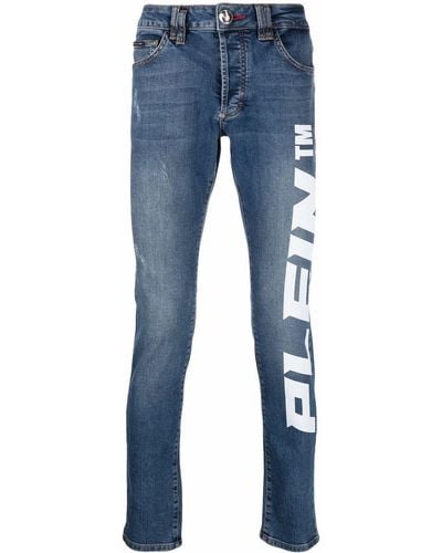 Philipp Plein Tief sitzende Slim-Fit-Jeans - Blau