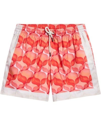 Dries Van Noten Geometric-print Swim Shorts - Red