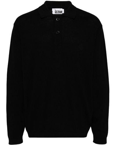 Izzue Knitted Polo Shirt - Black