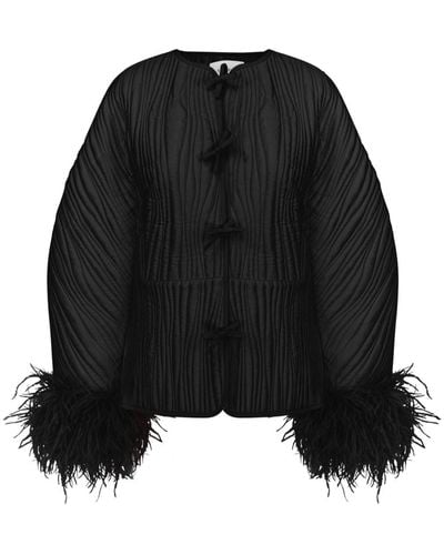 Sleeper Hebao Feather-detail Jacket - Black