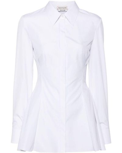 Alexander McQueen Hemd mit Faltendetail - Weiß