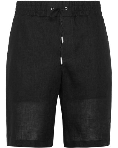 Billionaire Elasticated-waist Linen Shorts - Black