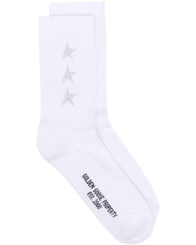Golden Goose Gerippte Socken mit Sterne-Print - Weiß