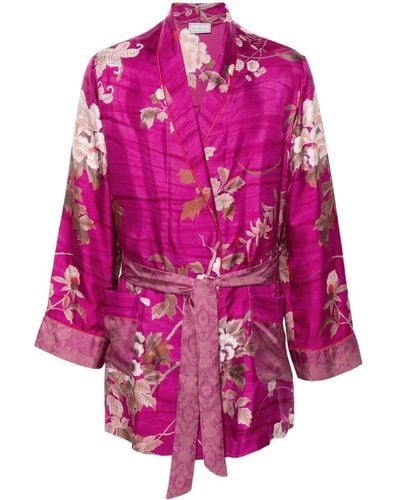 Pierre Louis Mascia Floral Silk Belted Coat - Pink