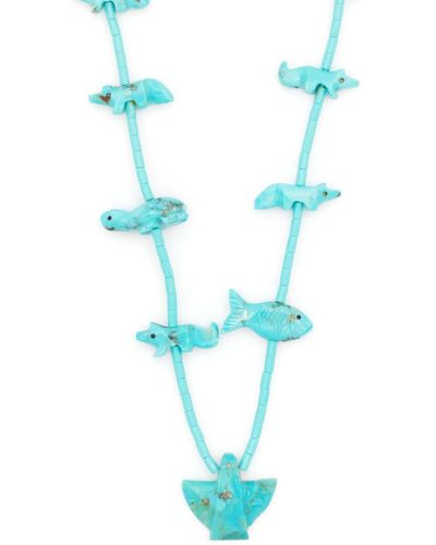 Jessie Western Carved-animals Turquoise Necklace - Blue