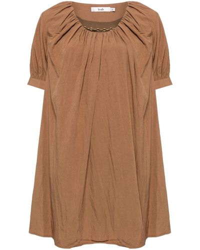 B+ AB Chain Link-detail Short-sleeved Dress - Brown