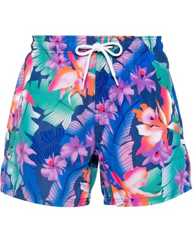 Sundek Floral-print Swim Shorts - Blue